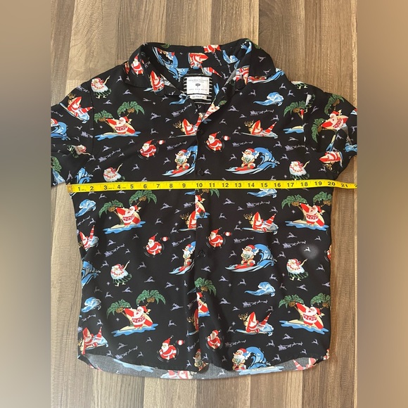 Denim and Flower Lets Beach Up Santa Short Sleeve Button Down Shirt SZ L - Picture 6 of 9